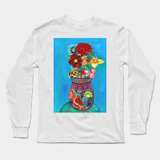 Mexican Flowers in a Mexican Vase, Flowers in a Vase Series Long Sleeve T-Shirt